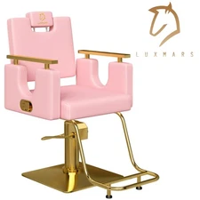 Pink Barber Chair Hydraulic Salon Chair 360° Swivel Hair Stylist Chair Reclining