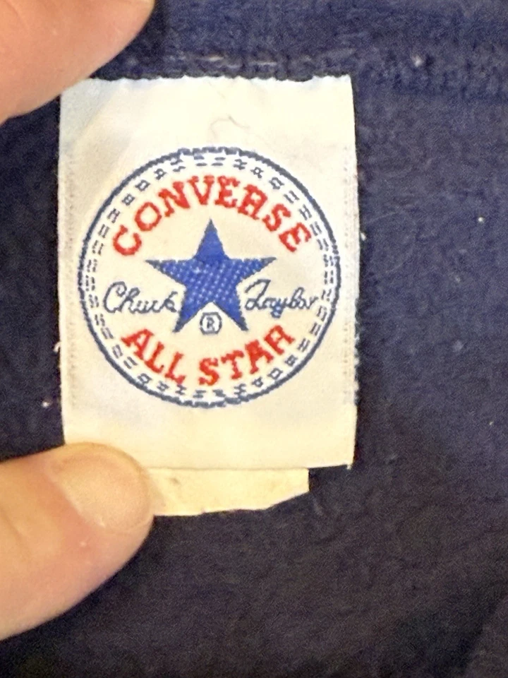 Pullover polar con capucha vintage Converse azul marino y naranja para hombre talla XL Foto 3 de 4