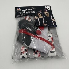 Evil Clown 3 pc Halloween Costume Set size OSFM Suspenders Clown Nose Hat NEW