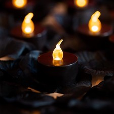 500PCS Black Artificial Rose Petals with 24PCS Black Flameless Candles
