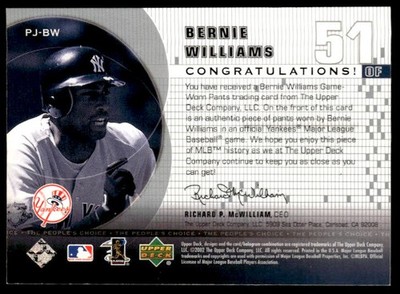 2002 Upper Deck #PJ-BW Bernie Williams The People's Choice | eBay
