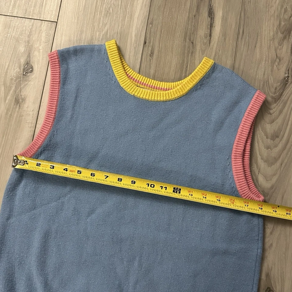 Boden Mujer Suéter Chaleco Lana Mezcla Cachemira Talla M Azul Amarillo Rosa Foto 2 de 4