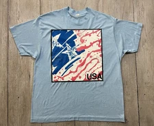 Vintage 80s USA Flag Graphic Sun Sportswear T-Shirt Size Large