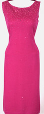 NWT ST JOHN Women's Knit Pink Cosmo Studs Rhinestone Throughout Dress Sz 10