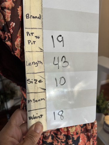 Neu mit Etikett by Anthropologie bedrucktes Babydoll-Kleid mit V-Ausschnitt 170 $ Größe 10 rotes Motiv Boho - Bild 10 von 10