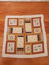 VINTAGE TAMMIS KEEFE GOLD BROWN COLONIAL PRINT HANDKERCHIEF FREE SHIPPING