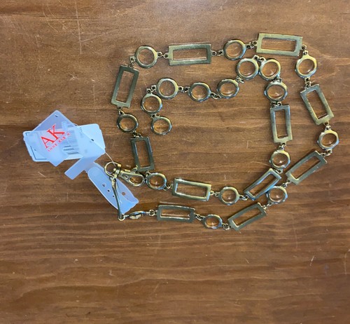 NWT Vintage Anne Klein Gold Tone Link Metal Chain Belt - Picture 2 of 3