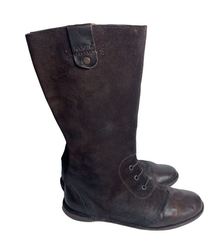 KICKERS Brown Mid Calf Leather & Suede Field Boots Sz EU 39 US 7.5 - Picture 5 of 10