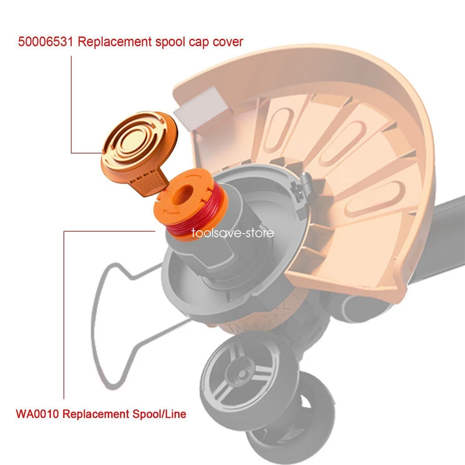 WORX Replacement Spool Line WA0010 6 Pack for all Worx Trimmer WG162 WG176 WG166 - Image 4 of 4