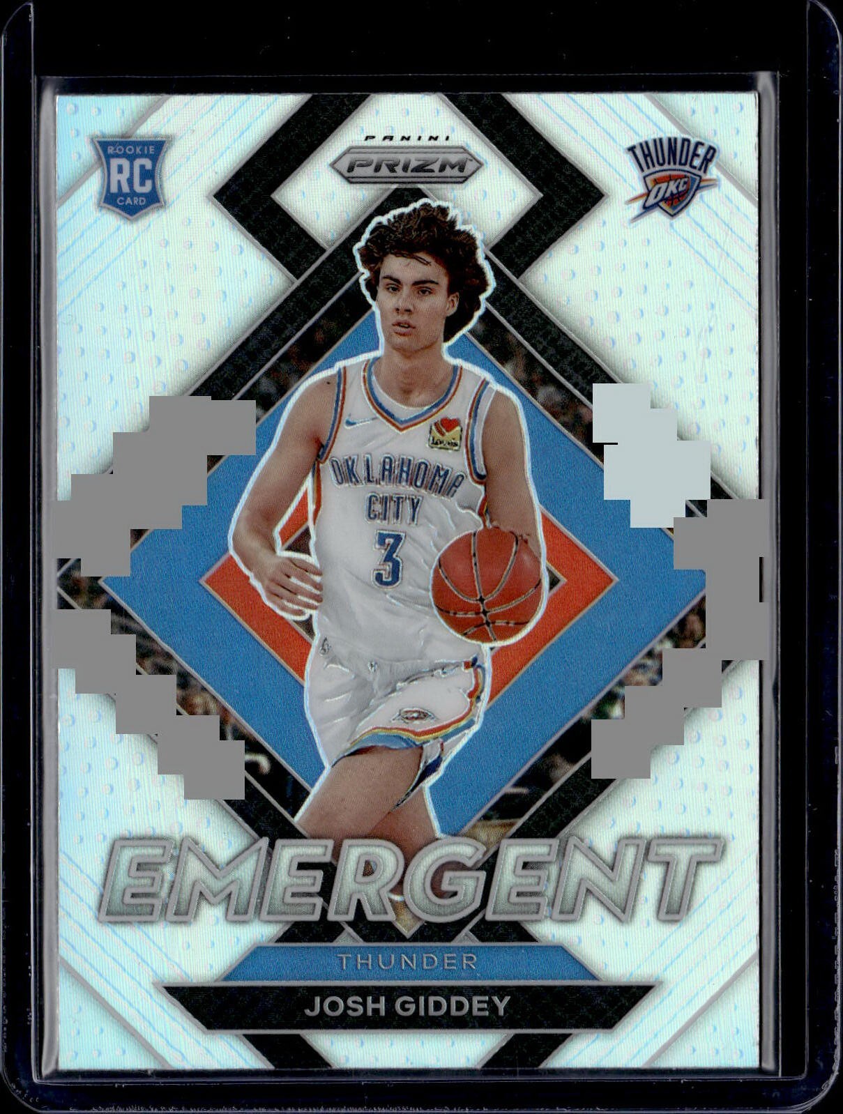 2021-22 Panini Prizm #7 Josh Giddey Emergent Silver Prizm Rookie Thunder