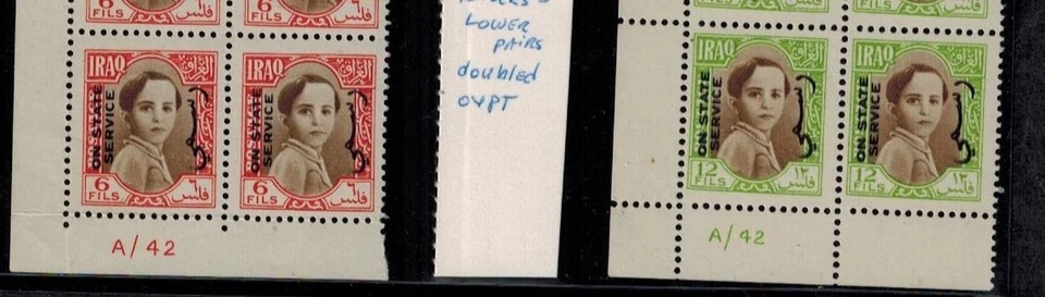 Irak 1942 SG 0263-0271 incluye bloques de 4 SG 270 y 271 con doble embalaje original raro Foto 2 de 3