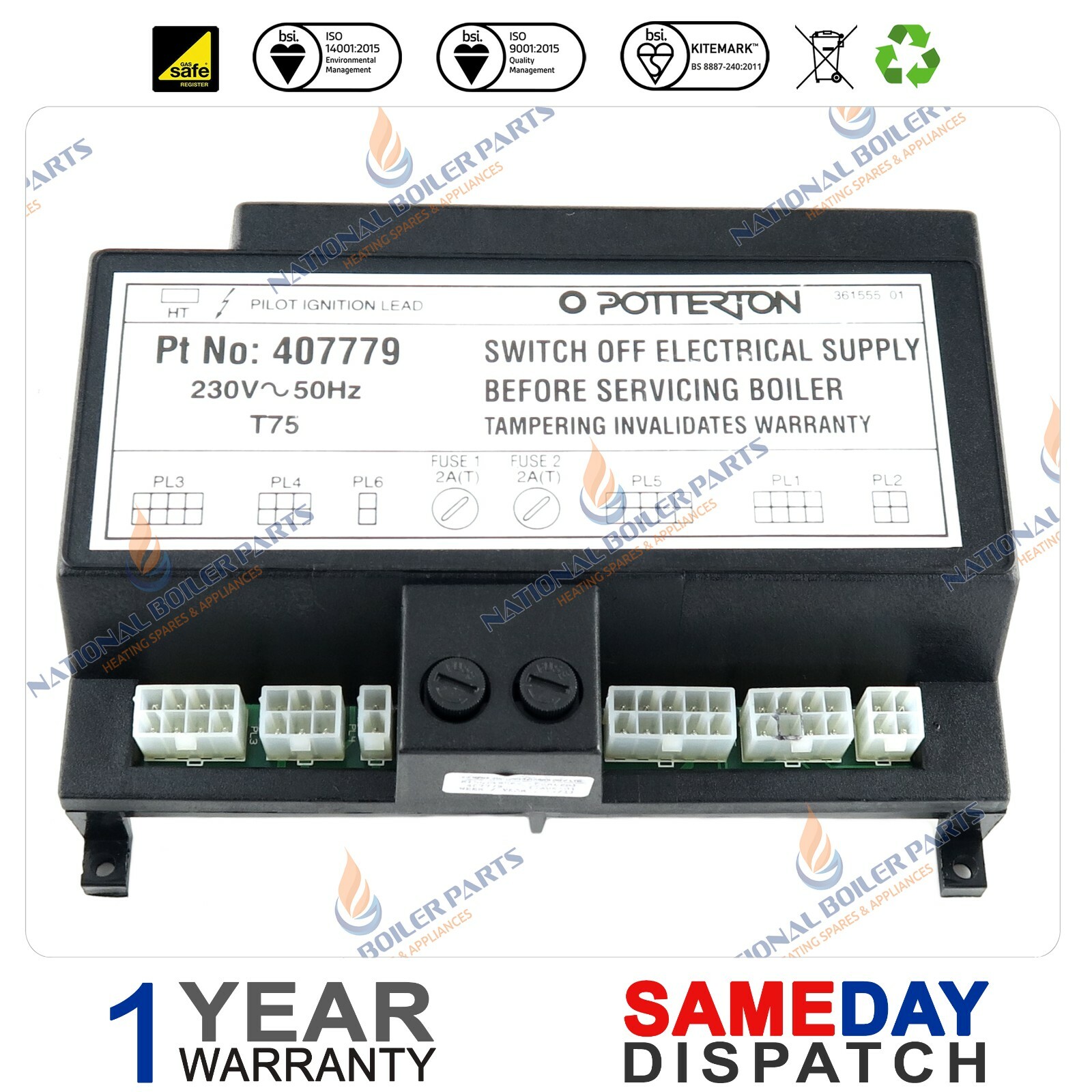POTTERTON KINGFISHER MF 40 50 60 70 80 & 100 BOILER PCB 407779 WAS ...