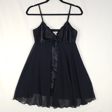 Vintage Victorias Secret Liquid Satin  Mesh Babydoll Womens X-Small Black Y2K