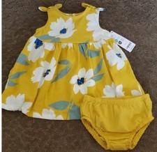Baby Girls Carter's Floral Sleeveless Dress Diaper Cover Size 6 9 12 18 mo NWT