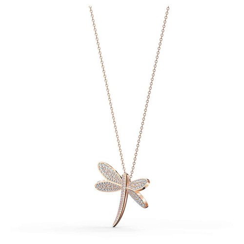 SWAROVSKI Eternal Flower Dragonfly Necklace 5524856 Crystal Pendant Rose Gold - Picture 3 of 5