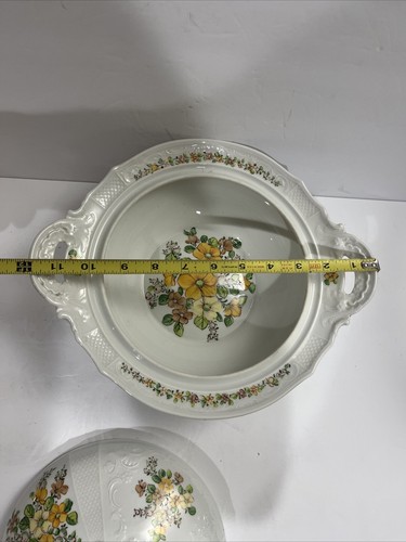 RARE Furstenberg West Germany Scalloped Porcelain Floral Lidded Soup Tureen Bowl - Picture 12 of 15