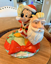 Vintage Disney Christmas 1997 13th edition Mickey holding Santa Mask Figurine