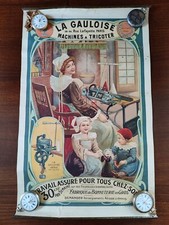 Affiche ancienne originale Biliotti La Gauloise circa 1900 Machines à tricoter