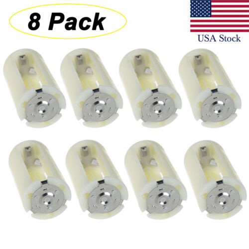 AA to Size D Battery Adapters Converter Cases Plastic Parallel White 8 Pcs