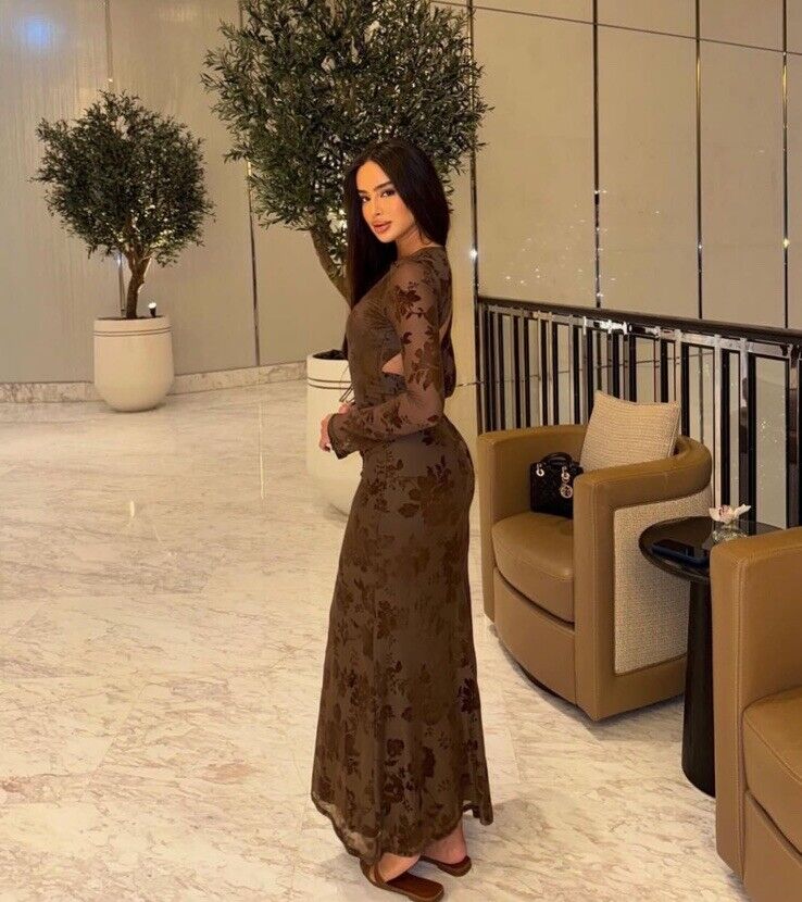 ZARA NWT WOMAN $89 LONG TULLE FLOCKED DRESS MINK | 3067/269 ZARA NWT WOMAN $89 LONG TULLE FLOCKED DRESS MINK | 3067/269