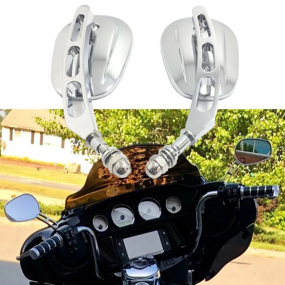 Espejos retrovisores cromados para motocicleta corte de borde para Harley Heritage Softail Classic Foto 2 de 4