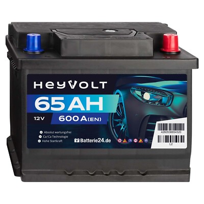 HeyVolt 65Ah 12V Start Autobatterie ersetzt 55Ah 60Ah 62Ah