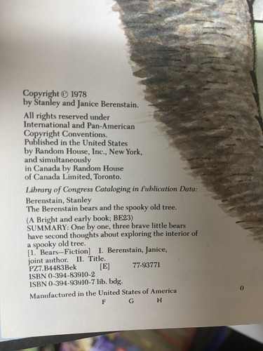 The Berestain Bears And The Spooky Old Tree , 1978 First Edition HC - Picture 3 of 10