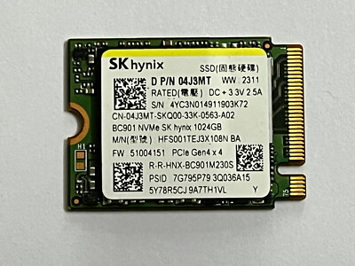 BC901 1TB M.2 2230 SKhynix Gen4x4 PCIe SSD 30mm For Microsoft