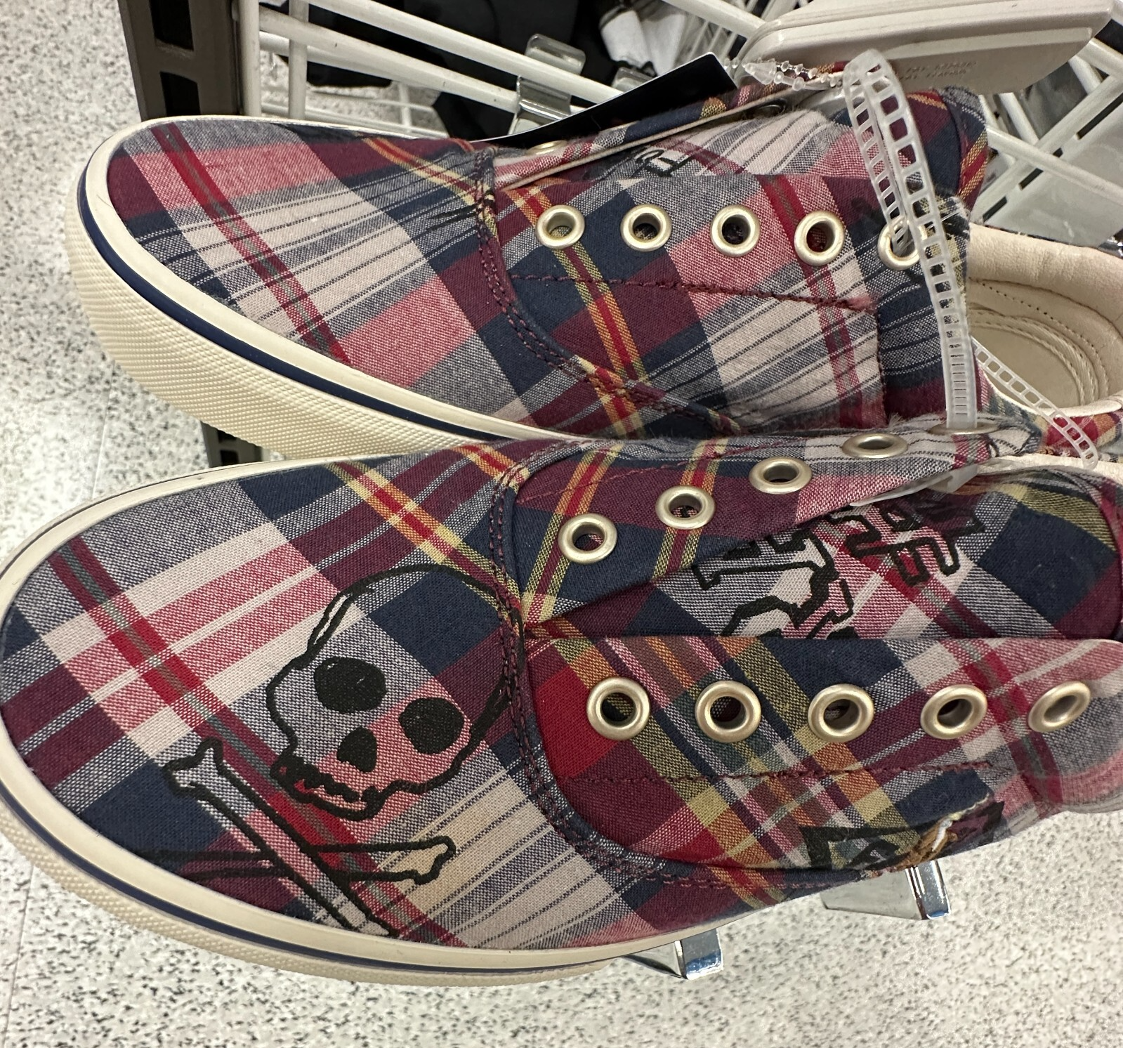 Polo Ralph Lauren Keaton LCL scarpe uomo sneaker 8 5 plaid pony barca teschio nuove senza scatola