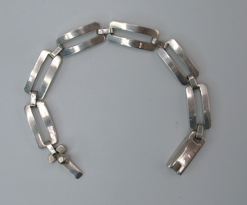 Alicia Taxco Mexico Sterling Silver .925 Link Bracelet Vtg MCM 22g TA-102