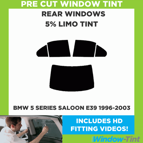 Pre Cut Window Tint for BMW 5 Series 4-door Saloon E39 96-03 5% Limo Black Rear - Picture 2 of 10