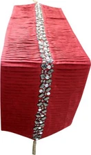 Decorative Table Runner Red Silk Wedding Décor Table Décor - Deep Red Pleated