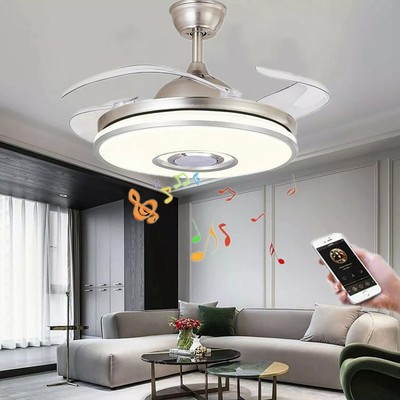 Buy NUTCRUST Retractable Ceiling Fan With Light And Bluetooth Speaker