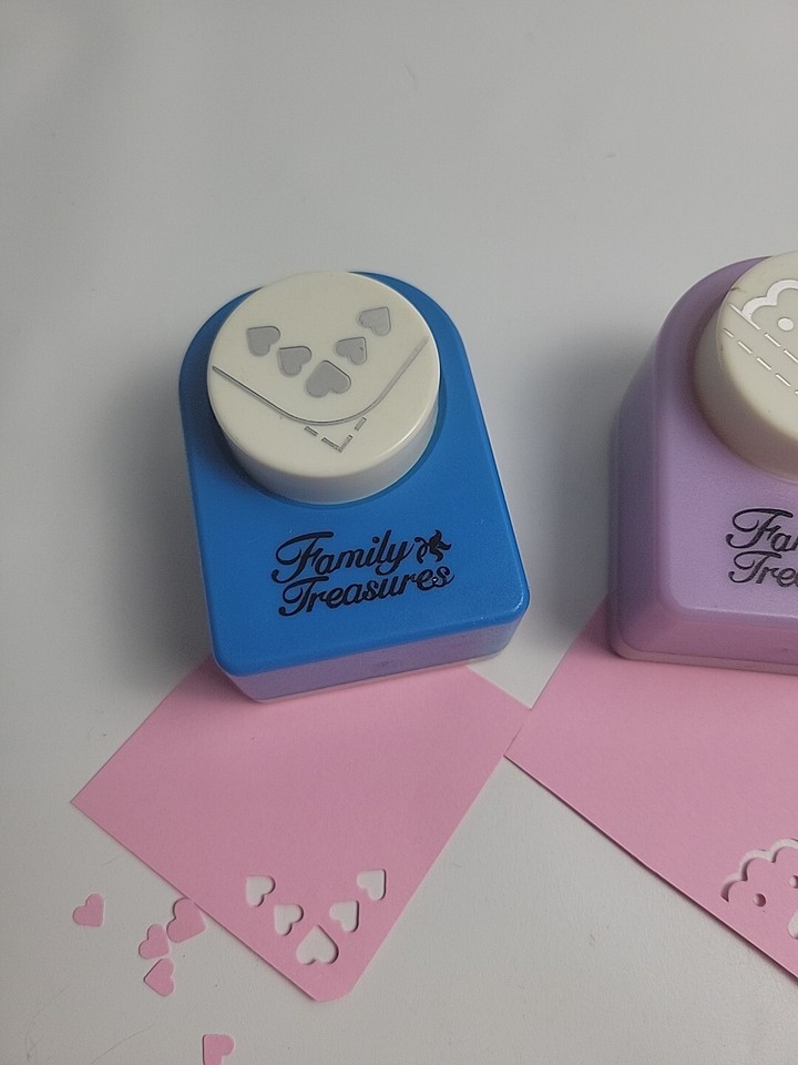 Family Treasures Corner Paper Punches Lot Of 3 Hearts Curve Scrapbook