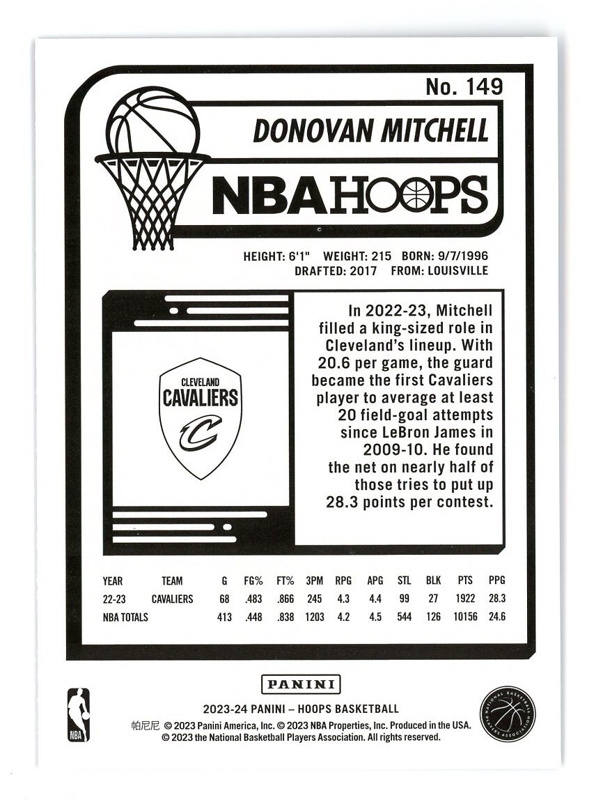 2023-24 Panini NBA Hoops Purple Donovan Mitchell #149 | eBay