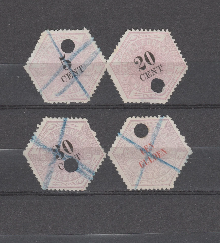 Países Bajos 1877 Telegraphe (Telegraaf) TG 3, 6, 8 y 11 usado (7 juegos) Foto 2 de 4