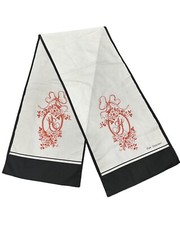 Rare Vintage Pier Damiani White Black Red 54  x11.5  Scarf Made in Italy EUC