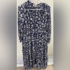 Show Me Your Mumu floral maxi navy white overflow beachy summer dress boho XS