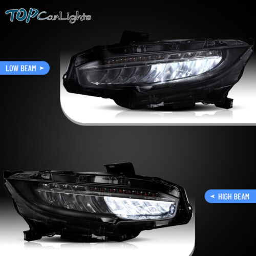 LED Headlights For 2016-2021 Honda Civic LED DRL Sequential Signal Projector - Picture 7 of 14