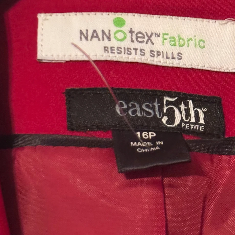 Conjunto de traje blazer y falda roja East 5th para mujer 16P tela NANOtex falda de poliéster/j Foto 3 de 4