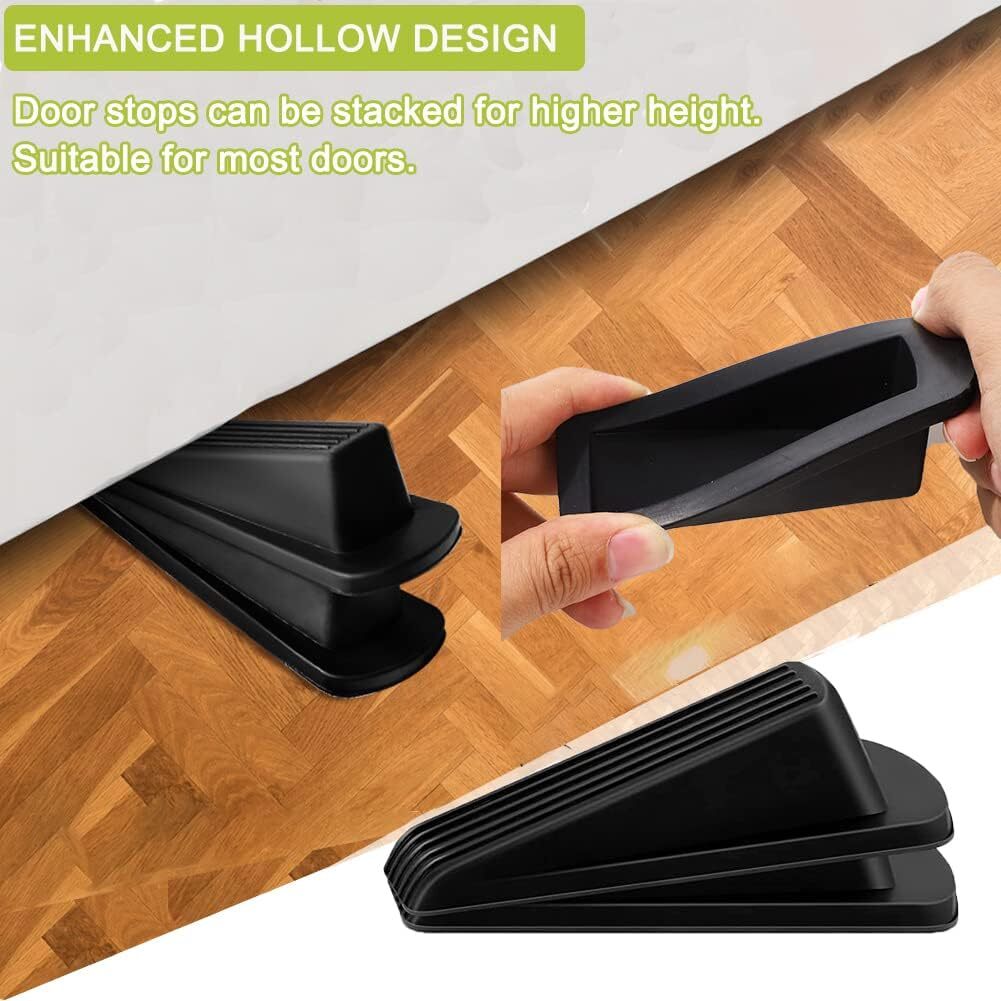 4 Pack Door Stopper , Large Rubber Door Stoppers Wedge with Multi Surface Des...