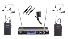 GTD Audio 2 Channel VHF Headset Lapel Wireless Microphone System New V-28LL