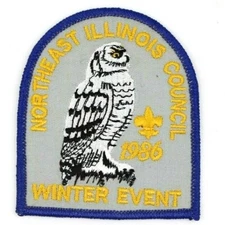 1986 Winter Event Northeast Illinois Council Patch Owl Boy Scouts BSA IL