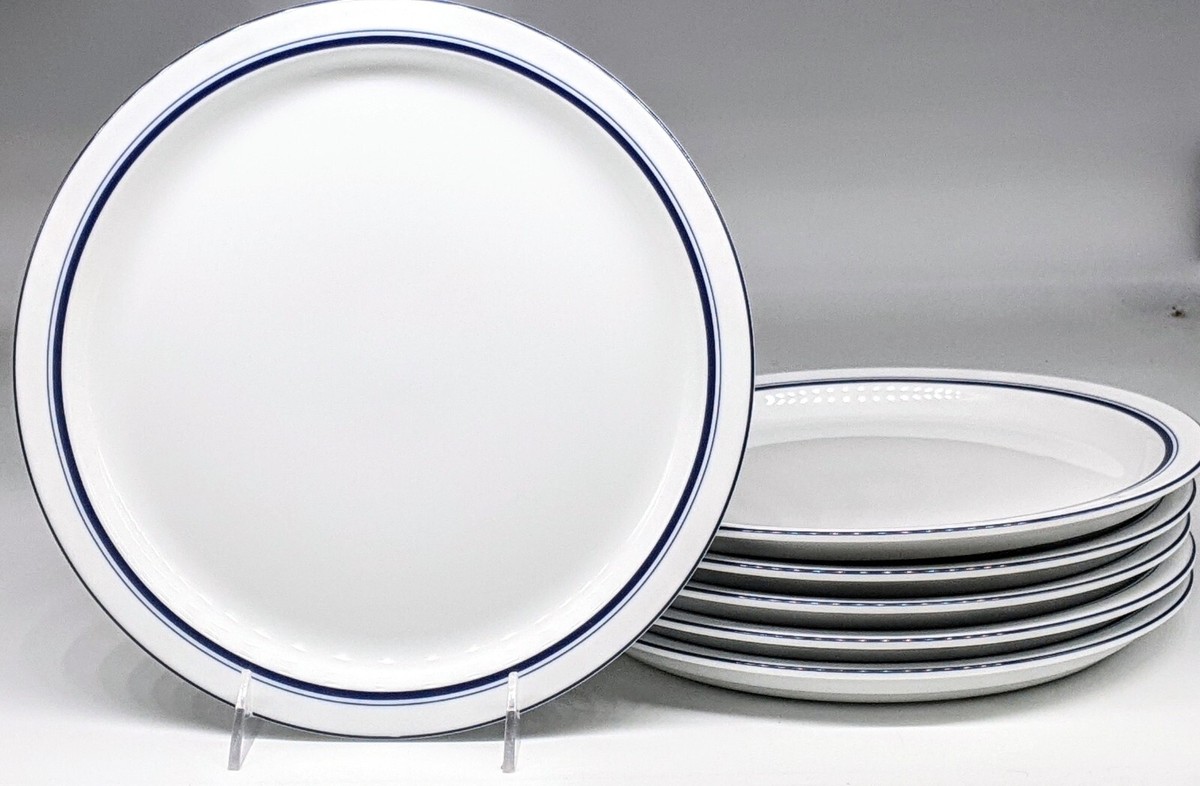 Set 4 Dansk Christianshavn Blue BISTRO Dinner Plates **8 TOTAL
