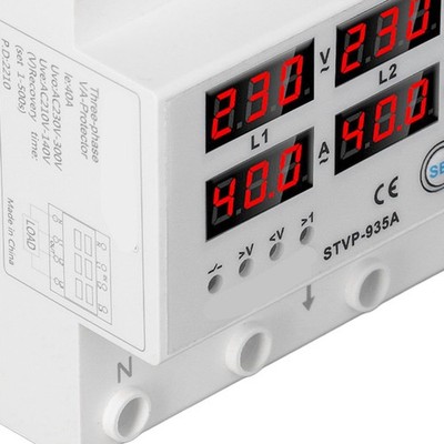 Adjustable Voltage Current Protector 3 Phase Digital Display Auto Recovery Volta