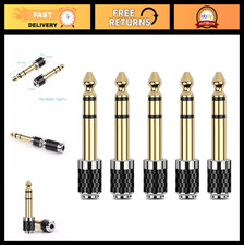 5 Pack 1/4'' Male to 1/8'' Female Stereo Headphone Adapter - 6.35mm to 3.5mm Plu