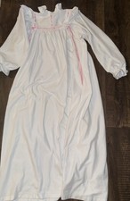 American Girl Samantha Nightgown Girls Size Large White Lace Trim Pink Ribbon