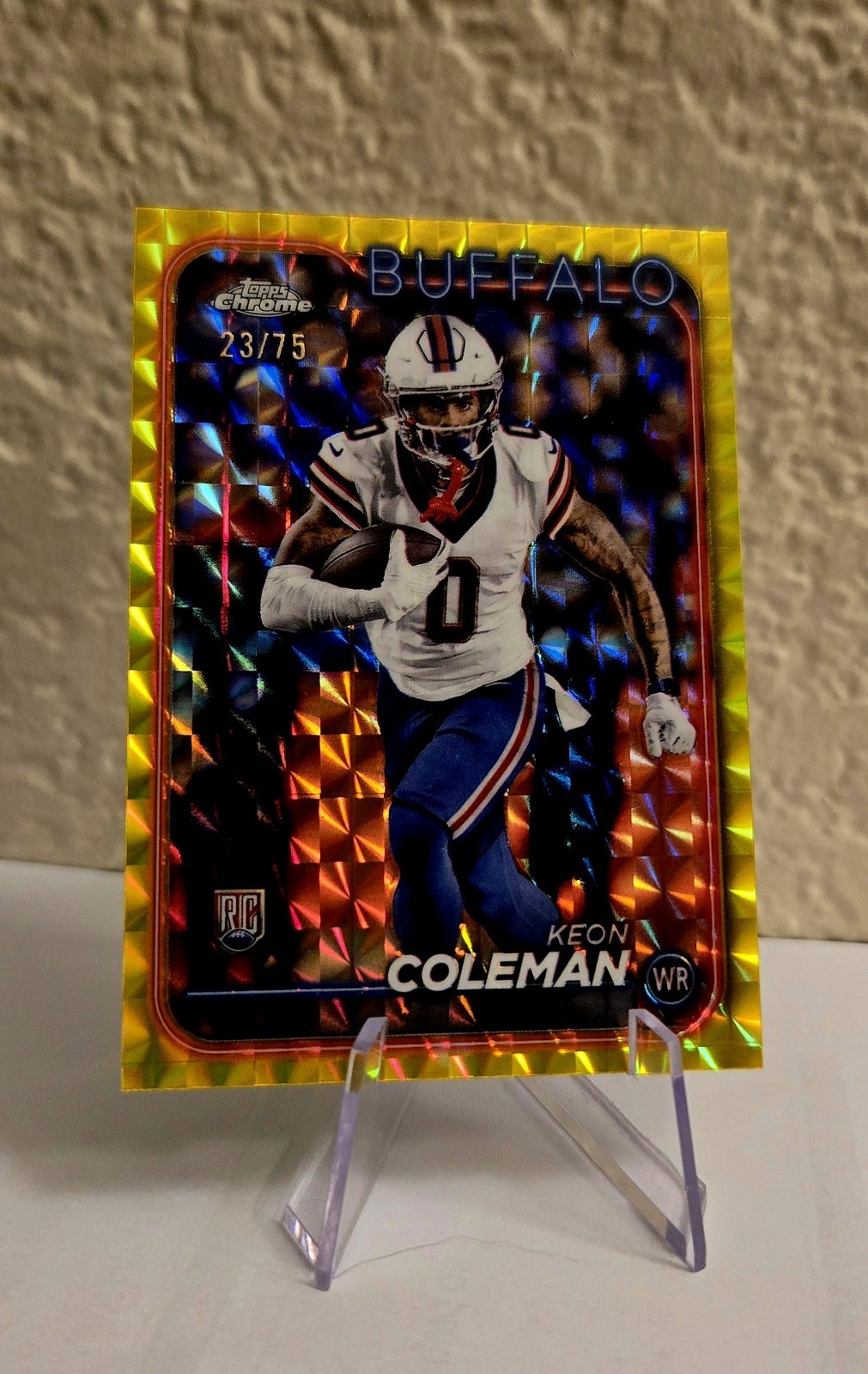 2024 Topps Chrome -Rookies Keon Coleman #209 Yellow Geometric Refractor /75 (RC)