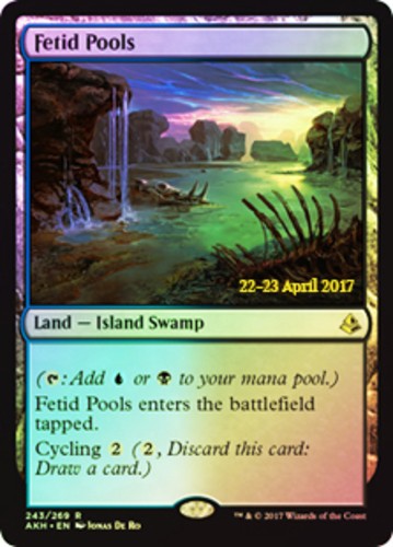 1x Fetid Pools - Foil - Prerelease Promo Light Play MTG Magic - Kid Icarus -