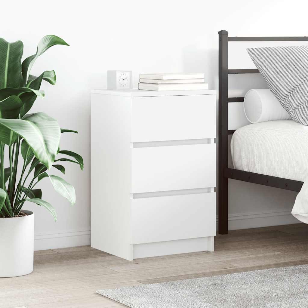 Comodino con 3 Cassetti Bianco 39x35x65 cm 2805559